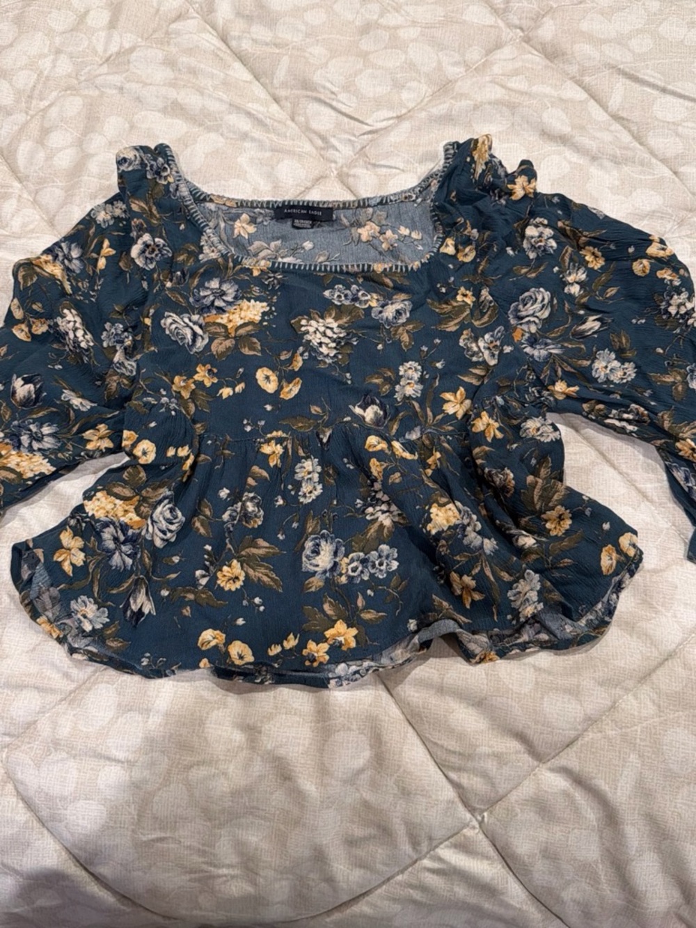 Floral Peplum Top in Teal
